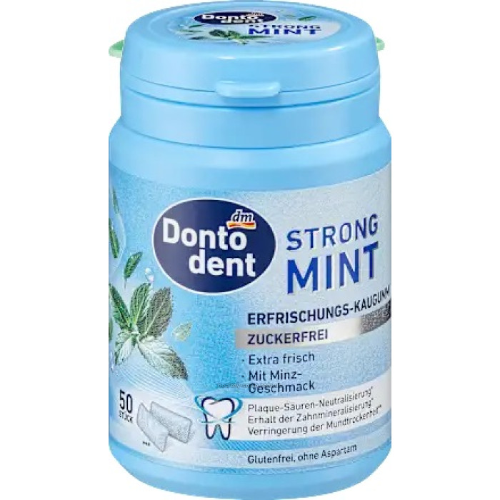 Dontodent Strong Mint Жевательная резинка с ксилитом, 50 шт.